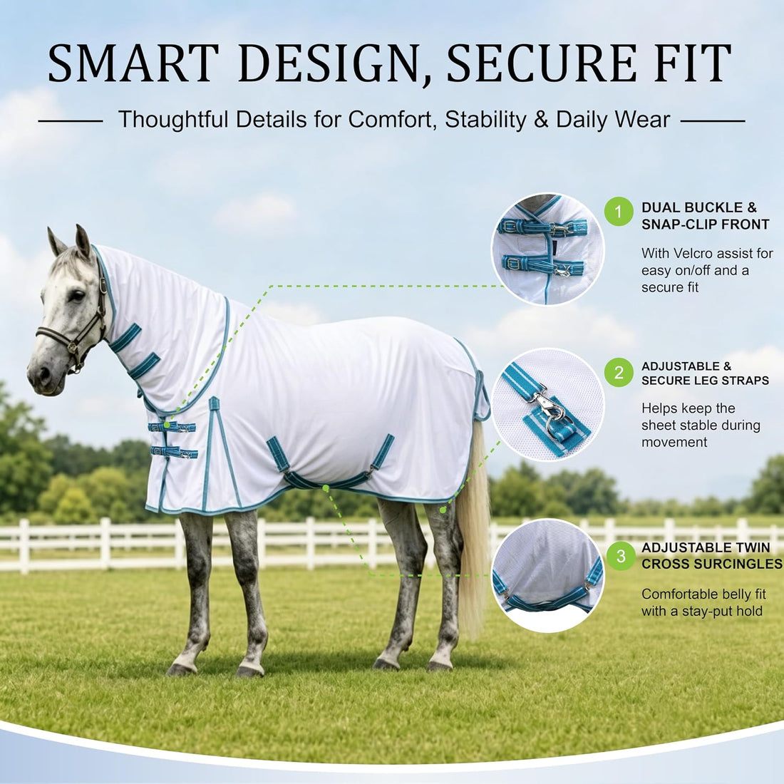 Horse Fly Sheet with Neck, Open Weave Mesh for Hot Weather
