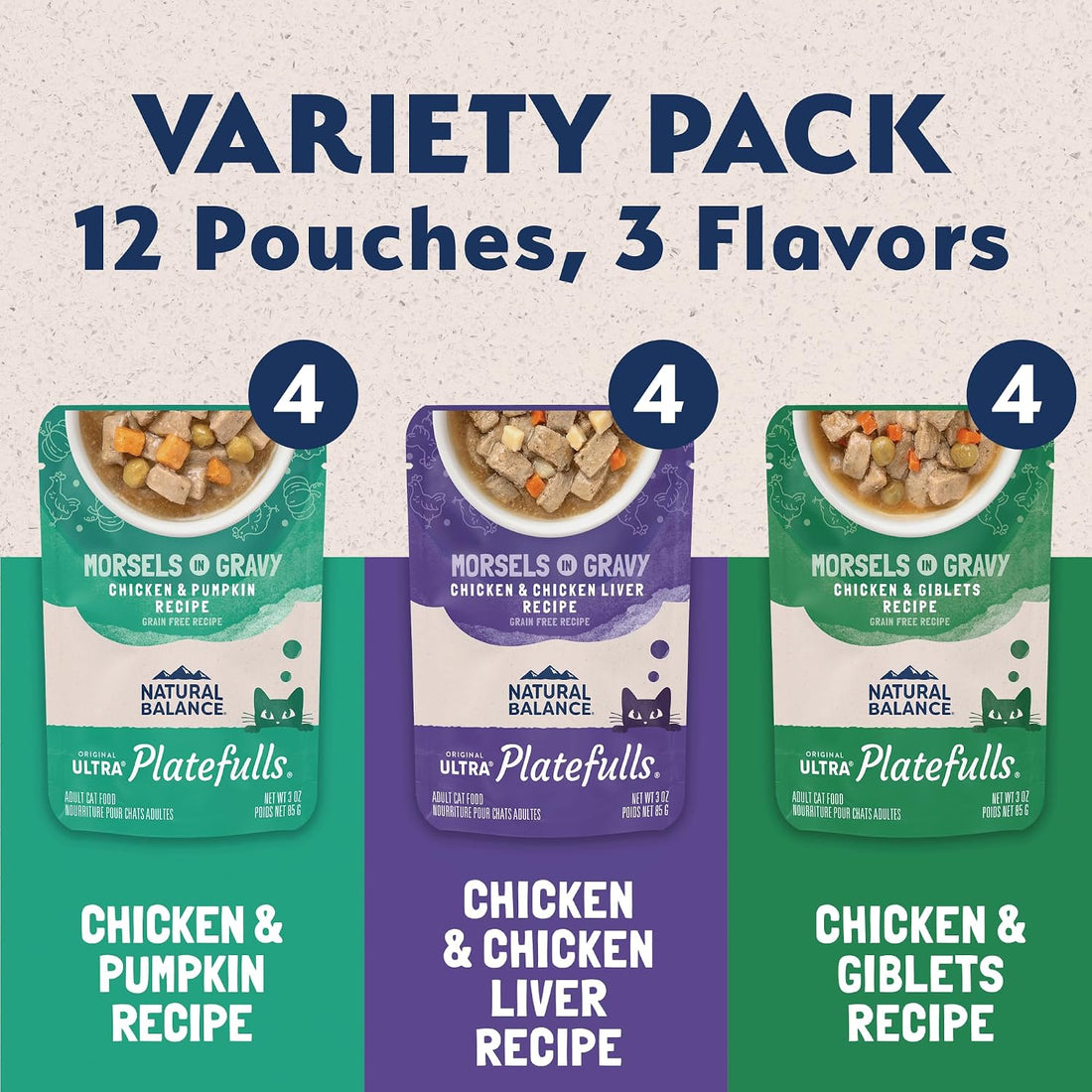 Natural Balance Original Ultra Platefulls, Variety Pack, 3 oz, 12 Pack