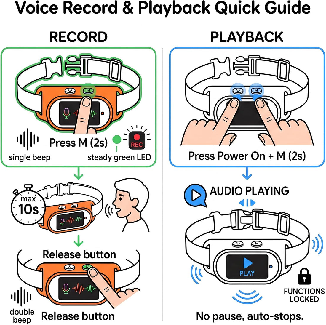 Voice Memo Anti Bark Collar, Smart Dog Bark Collar