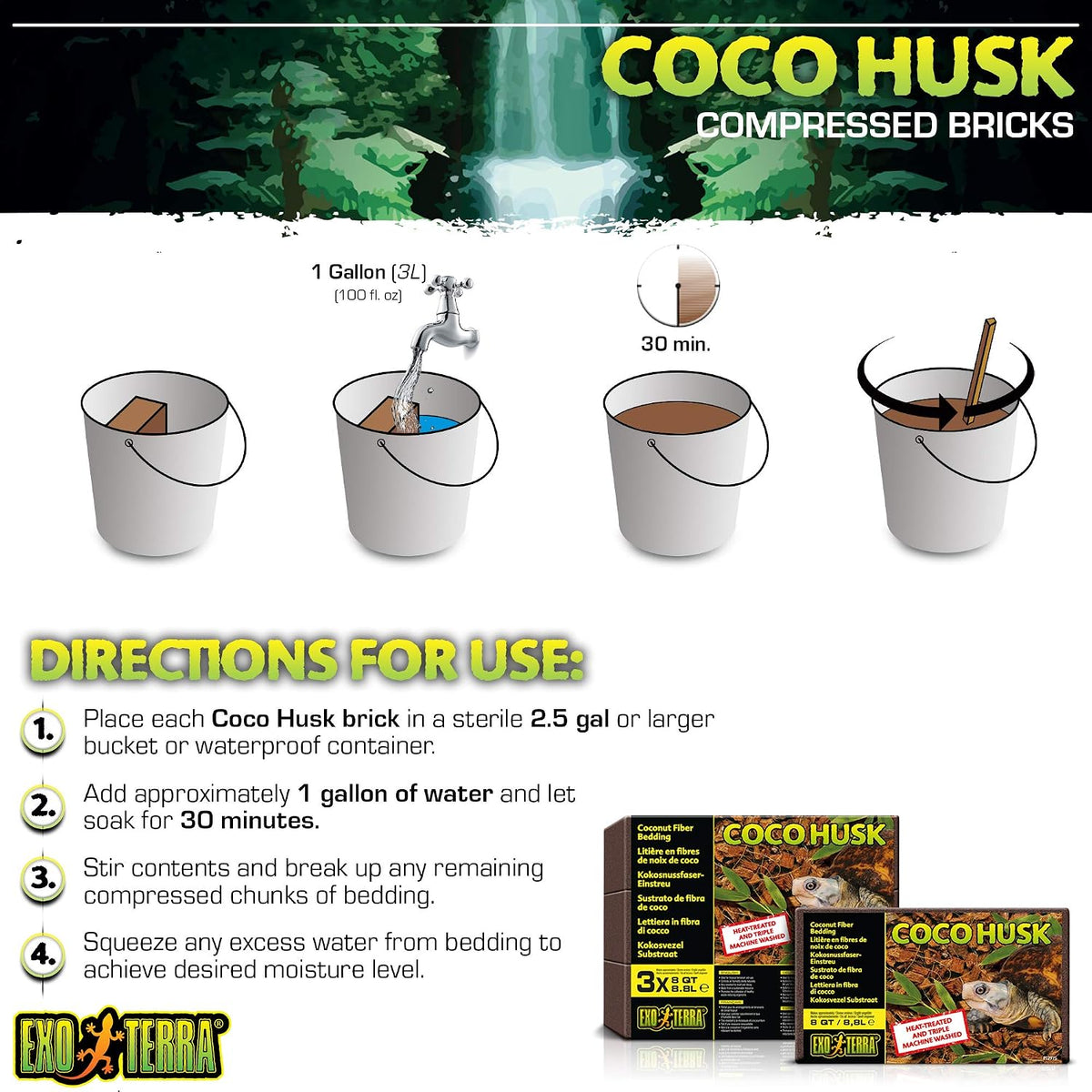 Exo Terra Coco Husk Brick, 8 QT