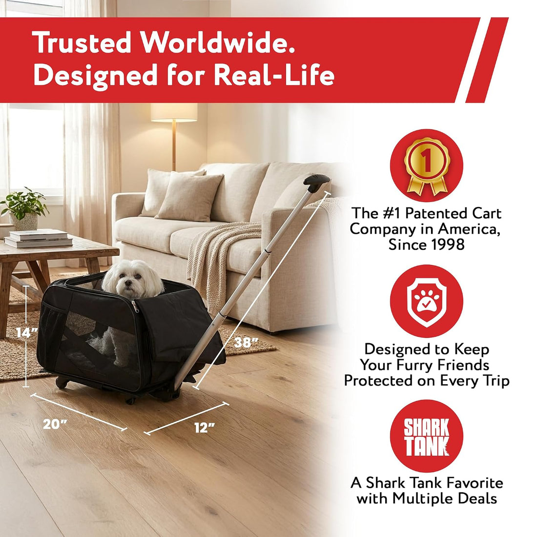 dbest products Rolling Pet Carrier with Wheels Airline Approved