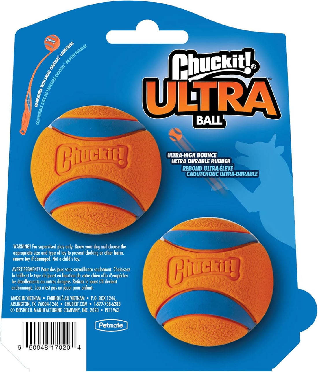 Chuckit! Ultra Ball Dog Toy, Durable Rubber, Small 2-in, 2 Pack