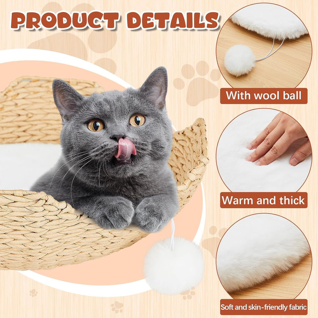 Abbylike 3 Pack 14" Round Cat Dog Bed Cushion Pad Mat Faux Rabbit Fur