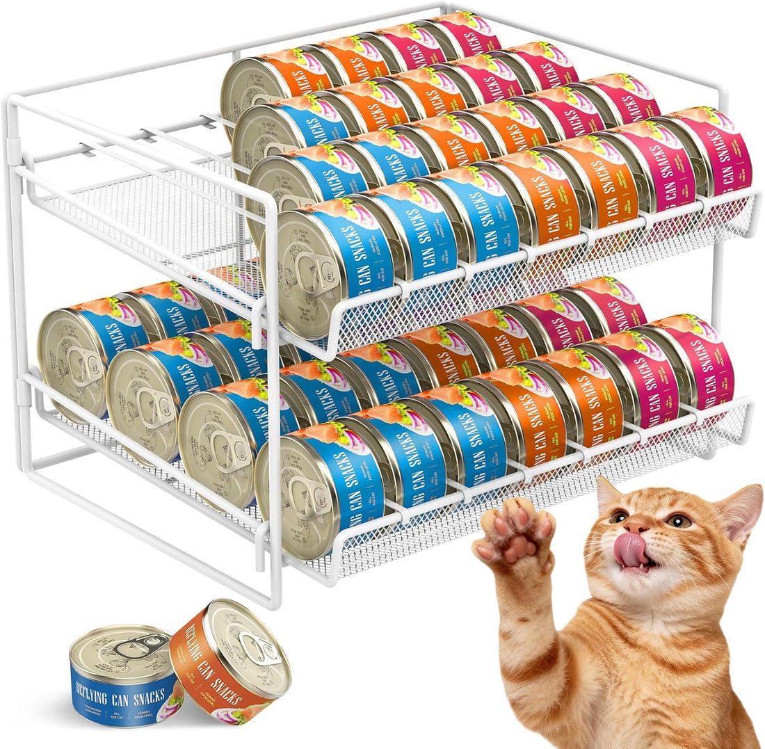 Cat Food Can Organizer 3-Tier Can Organizer for Pantry 84 Cans 3.5oz