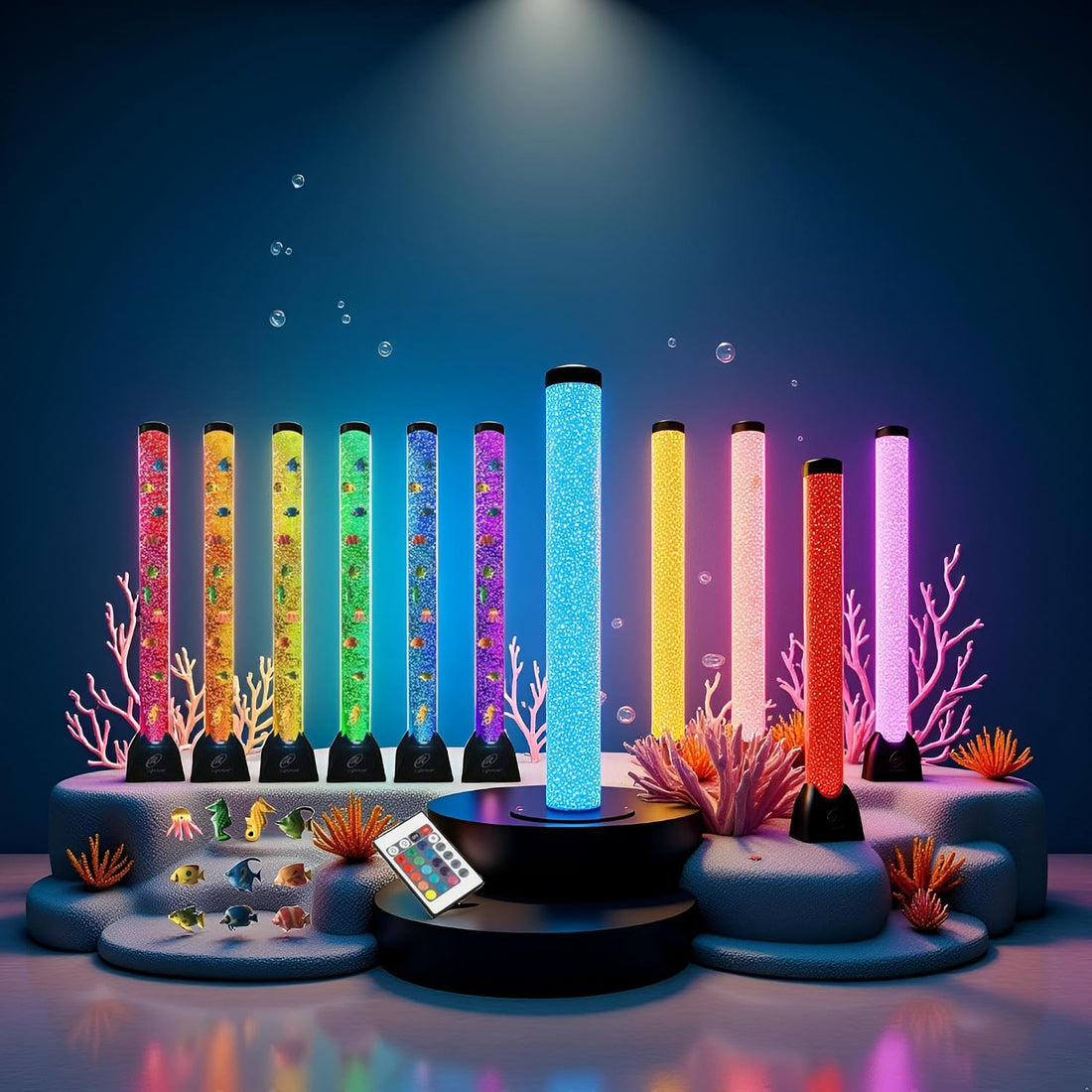 Lightahead Extra Large 4FT LED Sensory Bubble Fake Fish Tube Aquarium