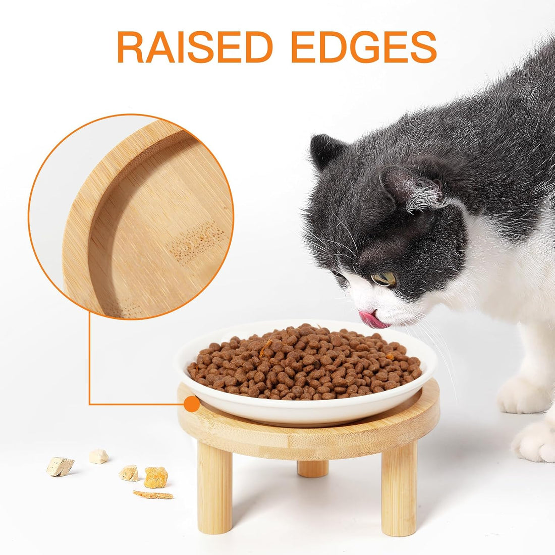 Elevated Cat Bowls Bamboo Stand