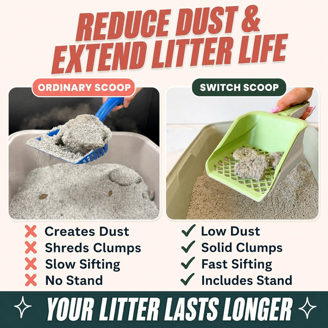 Sprinkle & Sweep Speed Sifter Switch Cat Litter Scooper