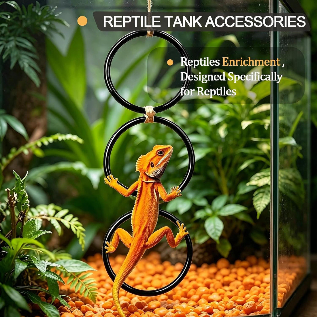 Ball Python Tank Accessory with 1 Pack Snake Climbing Ring for Decor