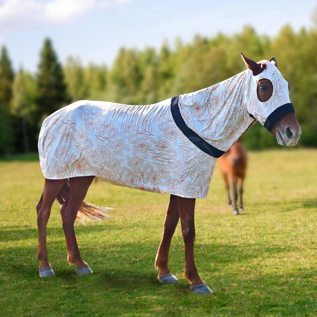 Comfortable Stretch Spandex Full-Body Horse Sheet, White, Size L