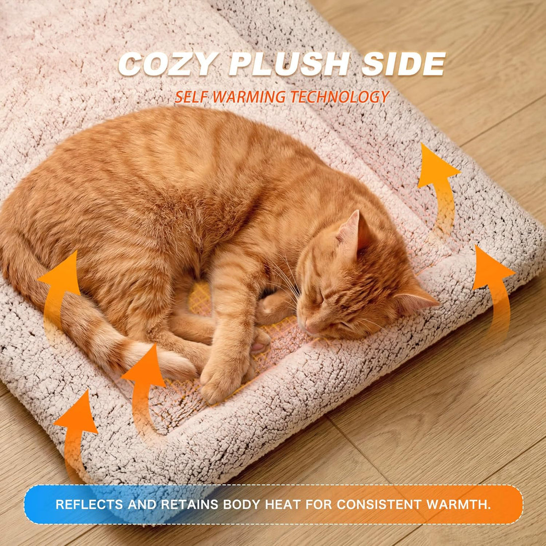 Self Warming Cat Bed, Reversible Self Heating Cat Pad, Dark Brown