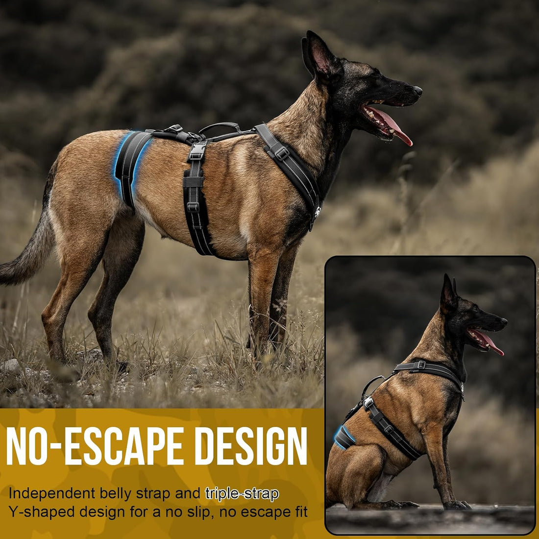 OneTigris Dog Harness No Pull Adjustable Tactical Harness with Soft