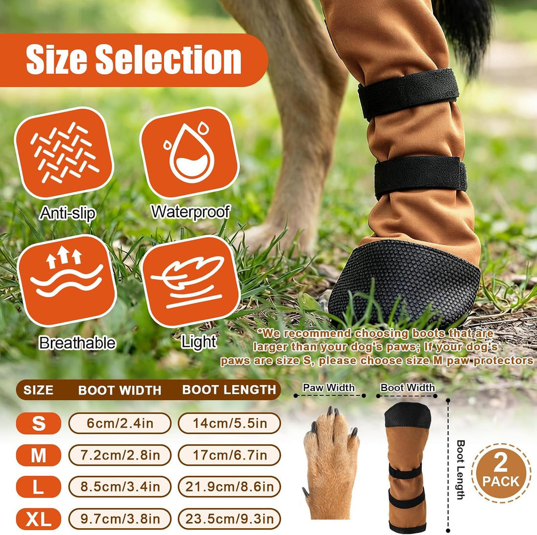 2 Pcs Dog Paw Wound Recovery Boots Non-Slip Dog Protector Boots