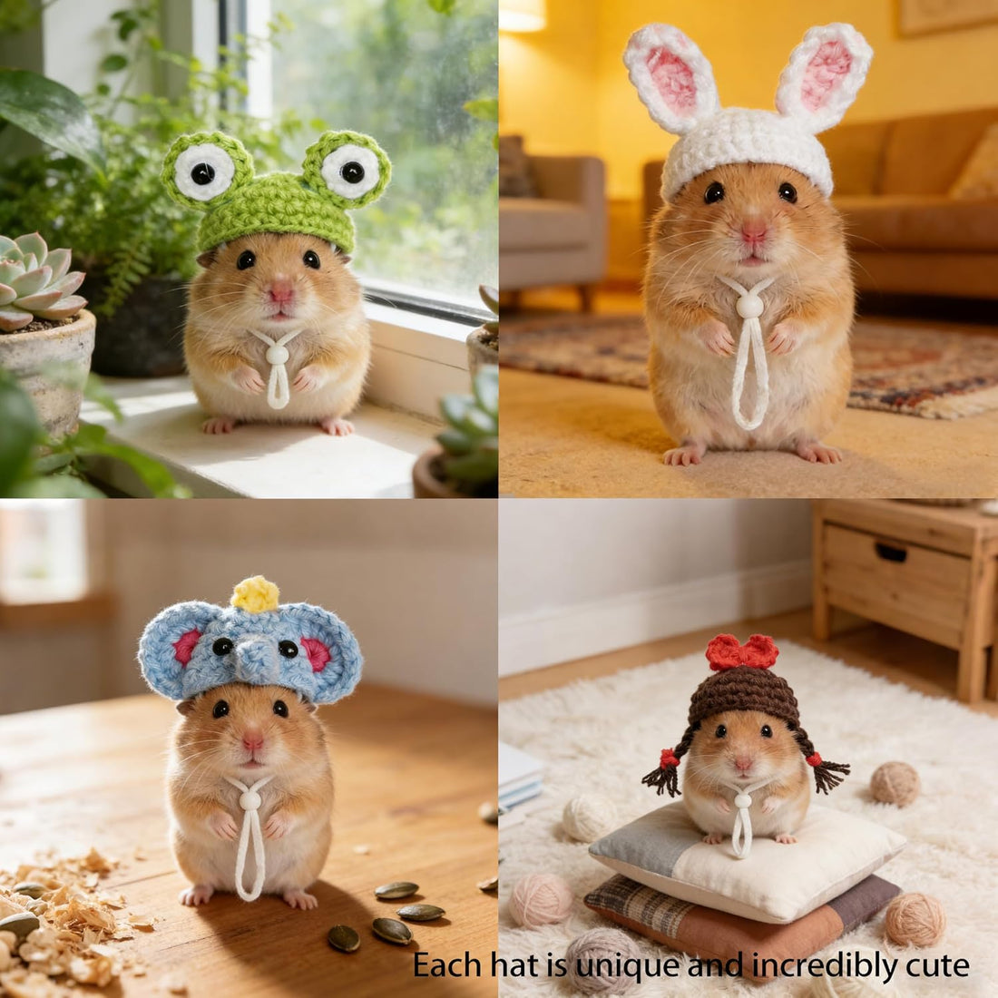 16Pcs Chicken Hats Adjustable Mini Hat