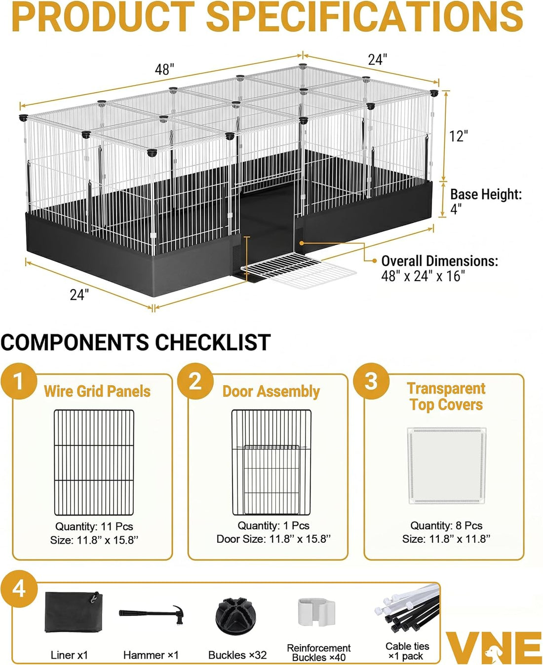Guinea Pig Cages with Waterproof Liner, Expandable Small Animal Plaype