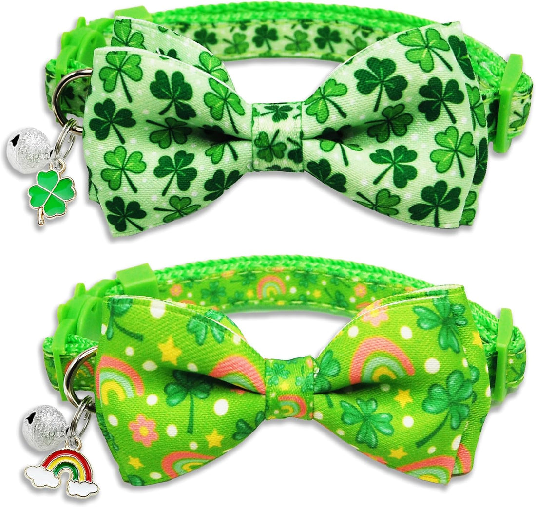 Halloween Cat Collar 2 Pack, Adjustable Breakaway, Bow Ties & Bells
