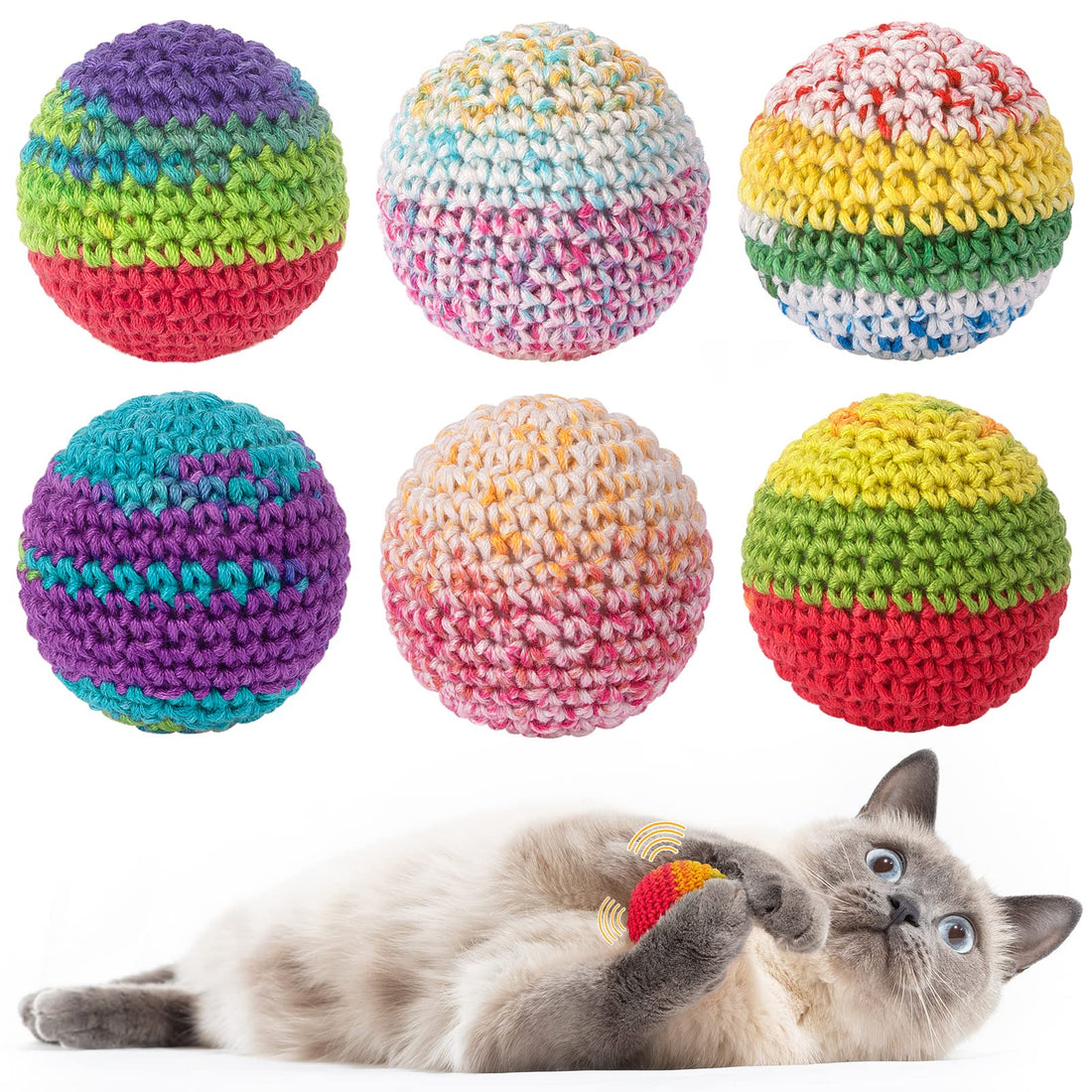 Retro Shaw 6 Pack Cat Toys Balls with Bell Inside