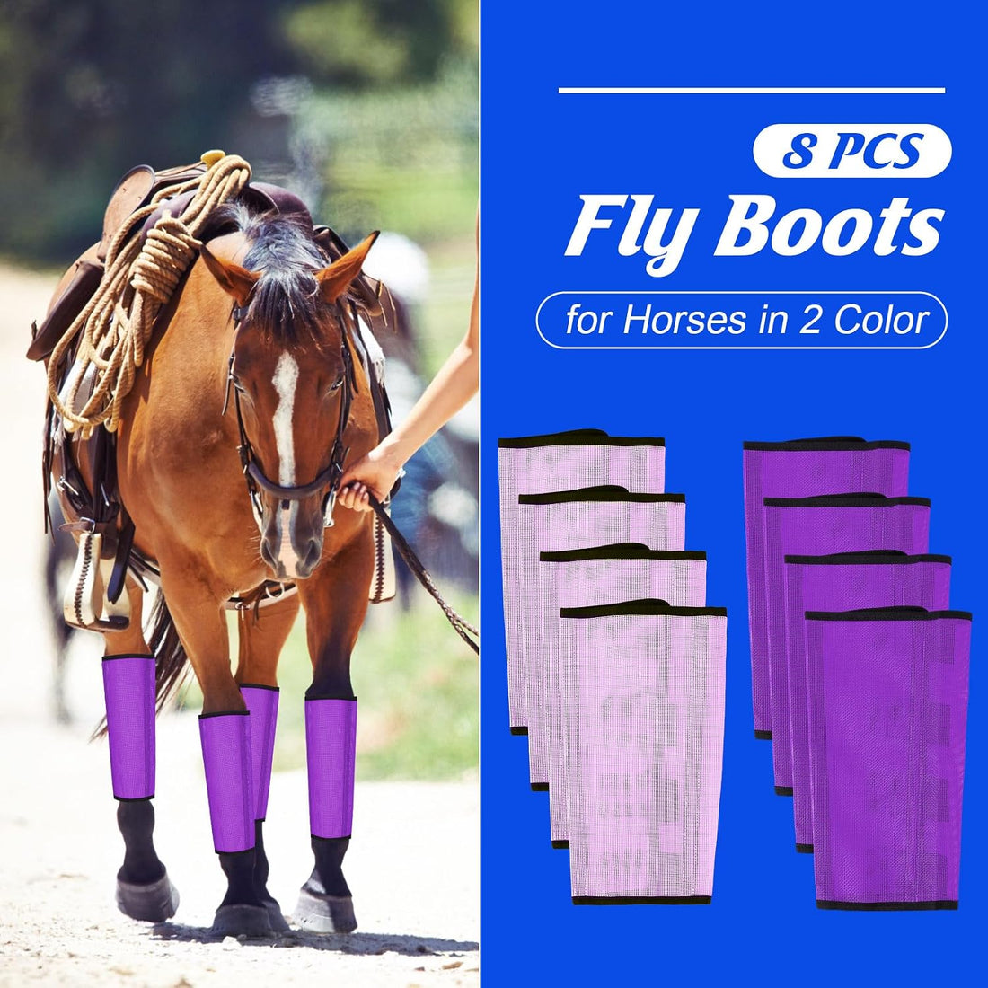 8 Pcs UV Mesh Horse Fly Boots