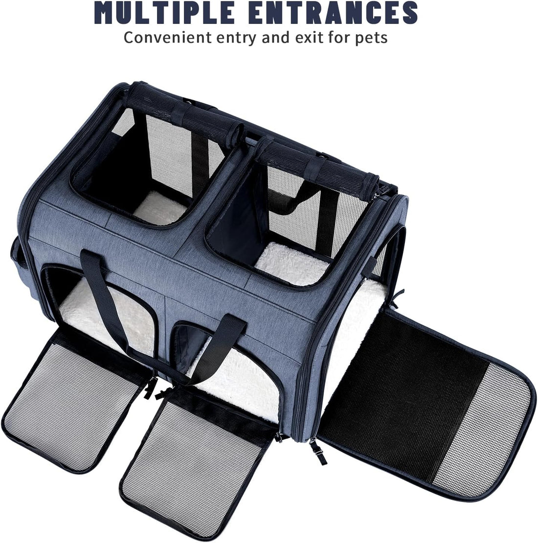 Double Cat Carrier for Two Cats, Foldable