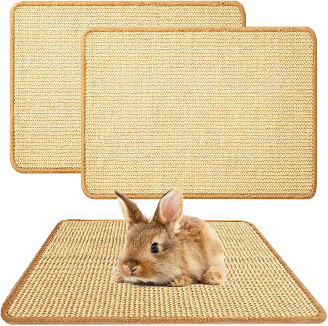 2PCS Rabbit Scratch Mat, Natural Bunny Pad Claws and Teeth Care, 16x12