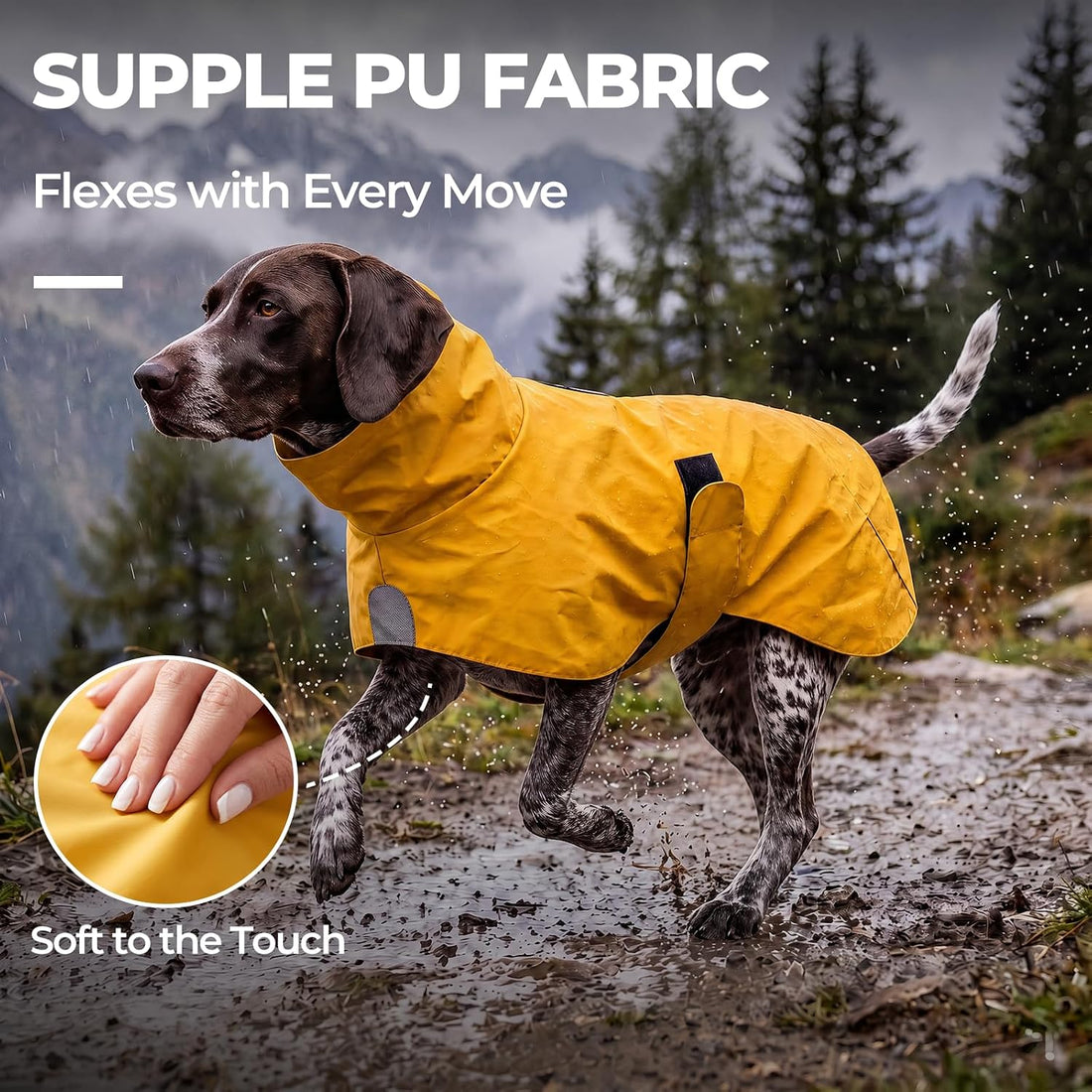 Easy-On PU Dog Raincoat, No Leg Holes (Yellow, XX-Large)