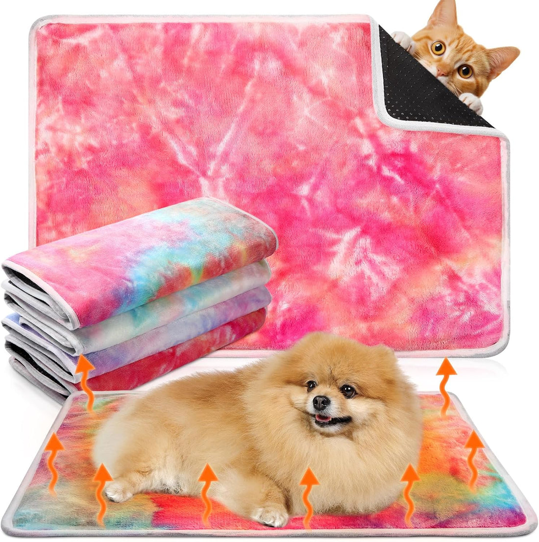 4 Pack Self Heating Cat Pad Self Warming Dog Mat, Star, 16 x 20 Inch