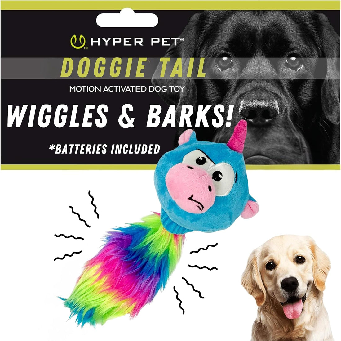 Hyper Pet Doggie Tail Interactive Plush Automatic Dog Toy, Wiggles