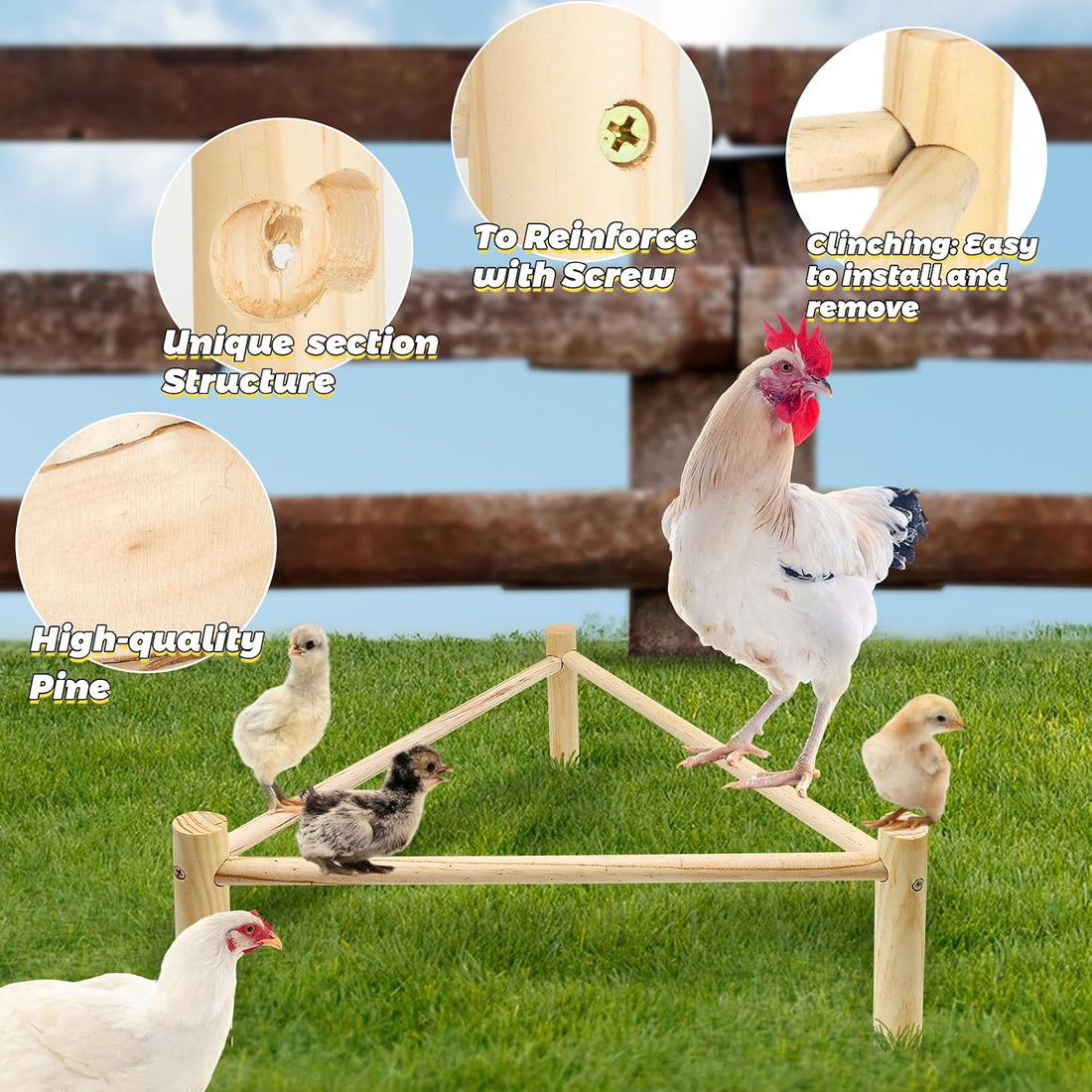 Chicken Perch for Coop & Brooder, Chicken Roosting Bars