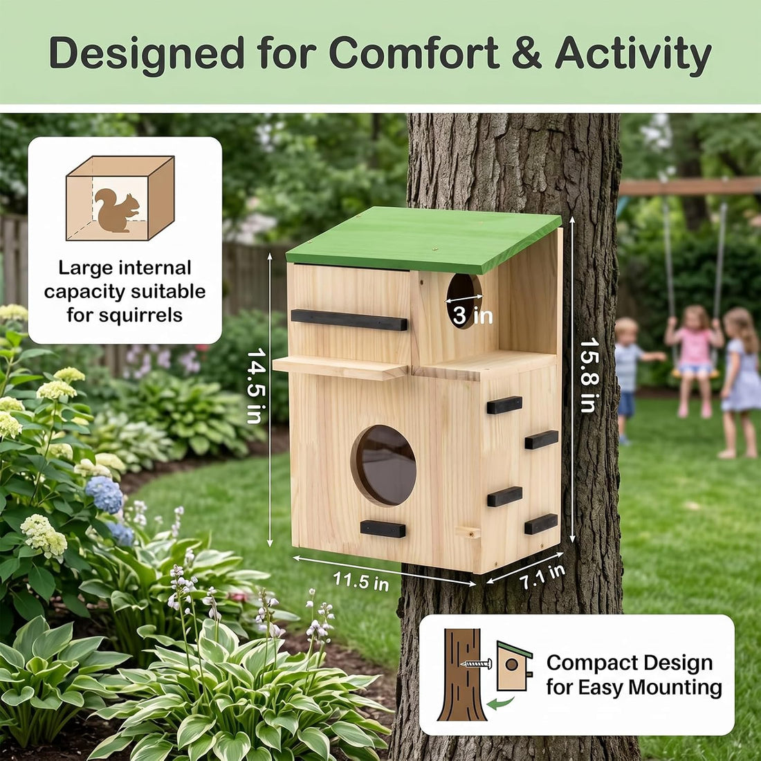 Large Squirrel Houses for Outside, Squirrels Nesting Box with Platform