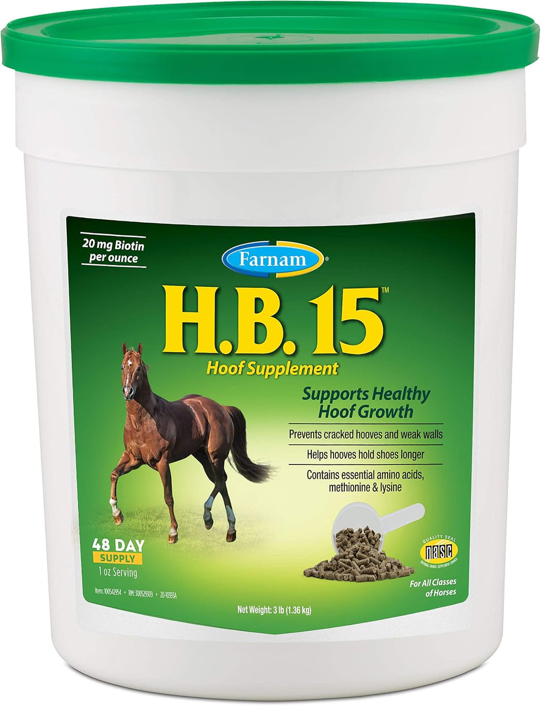 Farnam HB 15 Hoof Supplement, Supports Healthy hoof Growth