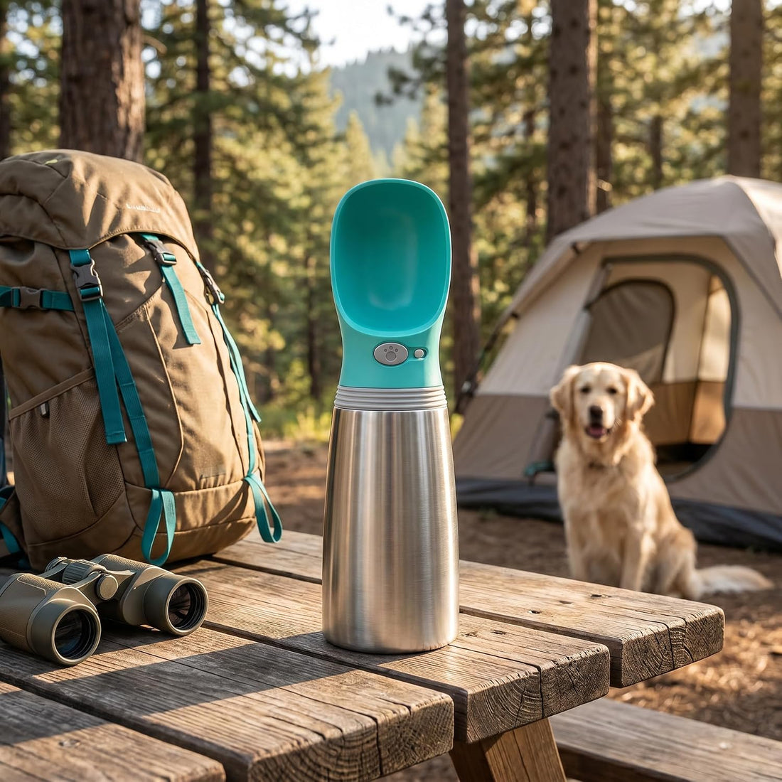 Dog Water Bottle, 23.67 oz Portable Stainless Steel Pet Water