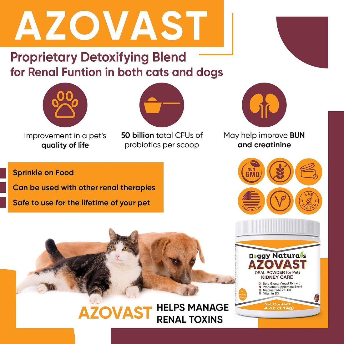 Azovast Powder Kidney Restores & Kidney Powder for Dogs & Cats