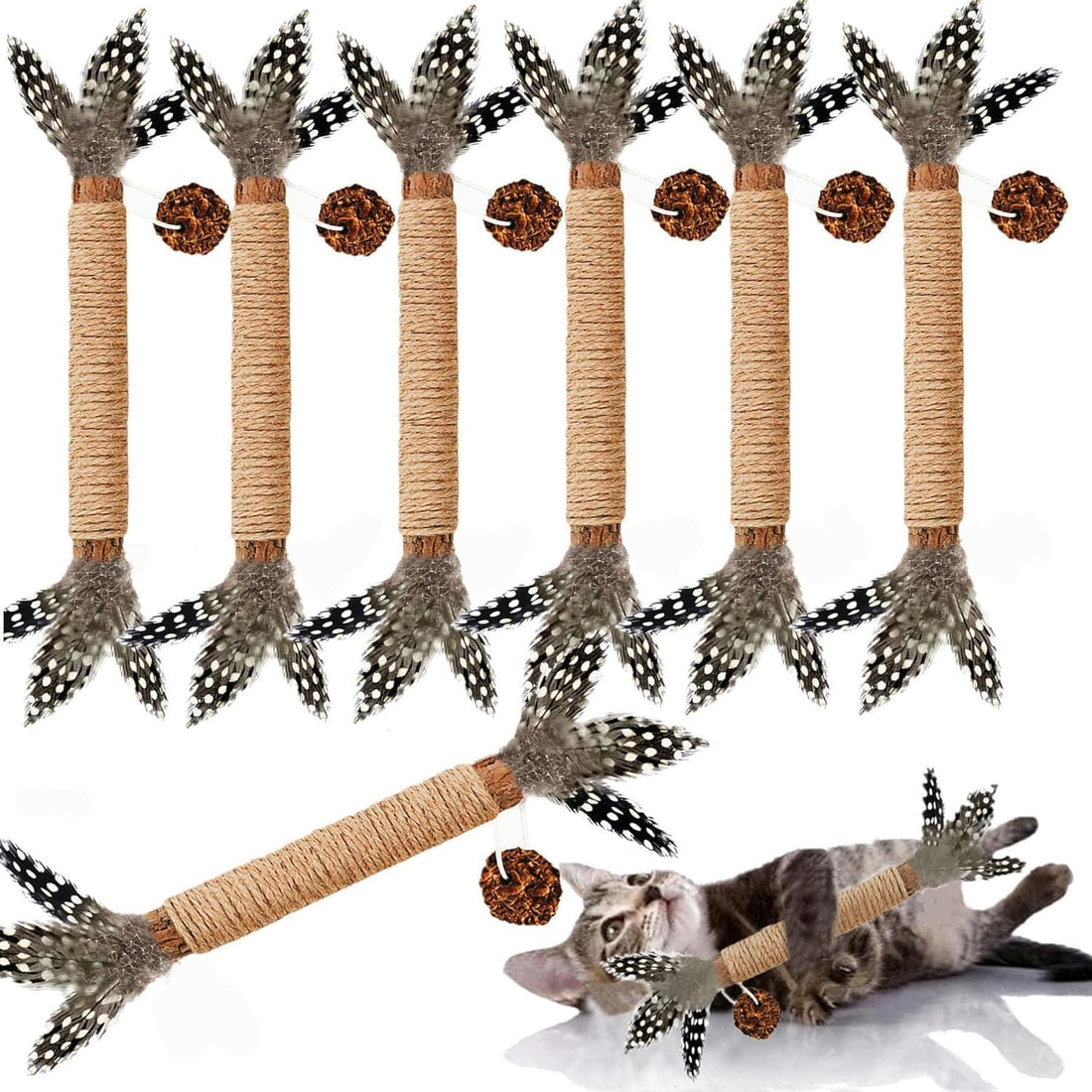 Cat Chew Toys Silvervine Sticks Dental Treat Feather 7Pack Indoor
