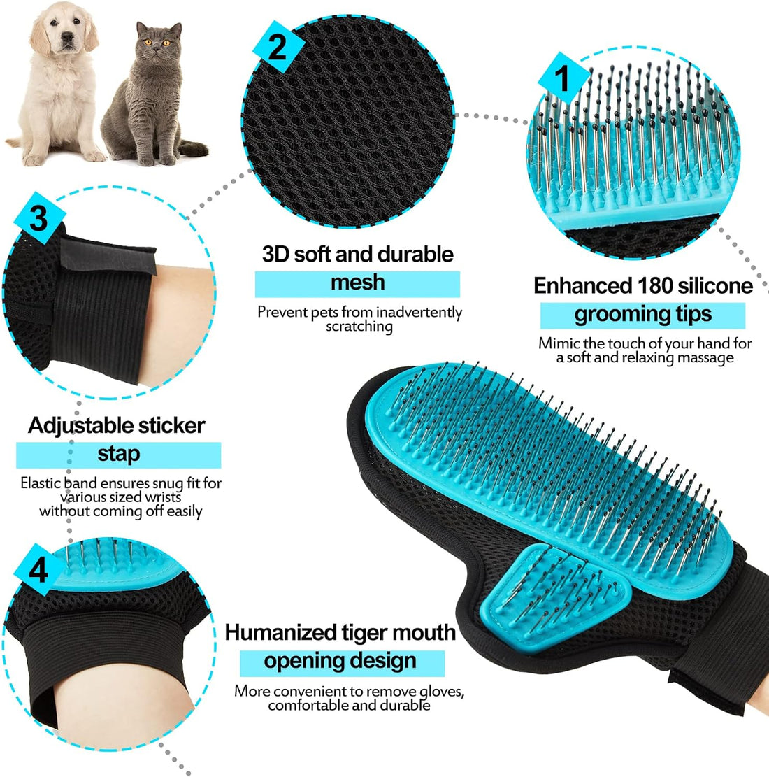 Beenefits 2025 Pet Grooming Glove with Tipped Pin Brush,Special