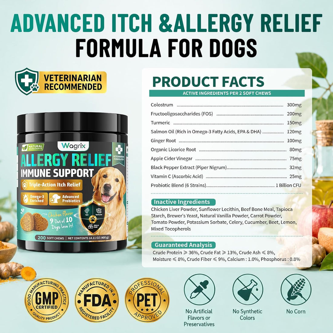 Dog Allergy Chews is Human Grade Itch Relief Multivitamin & Immune