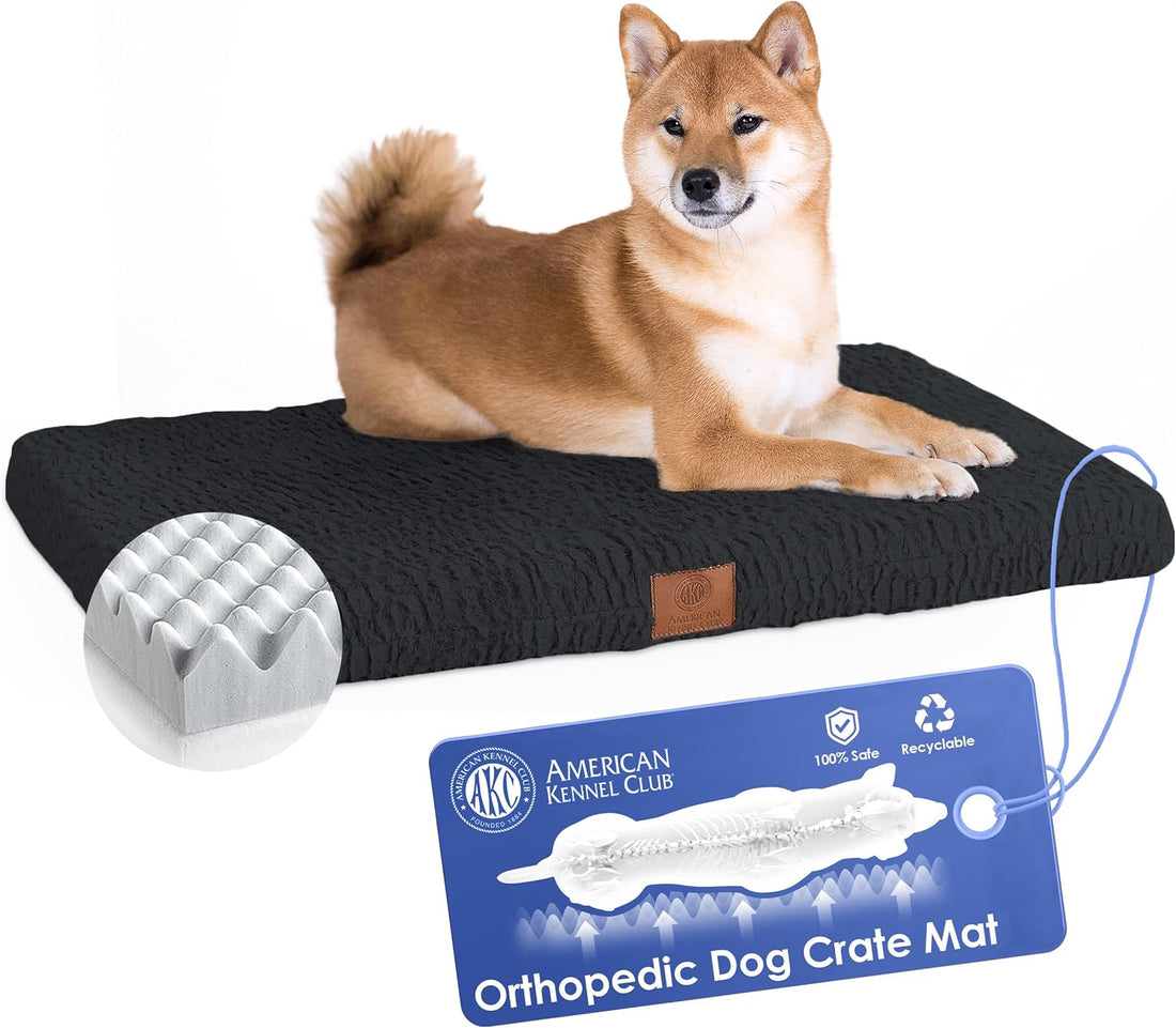 AKC Orthopedic Memory Foam Dog Crate Mat, 24" x 19"