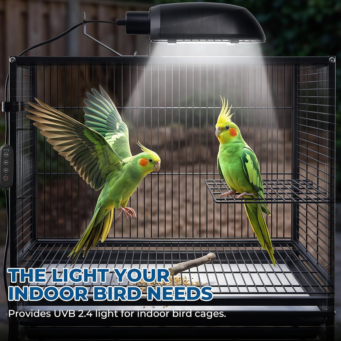 Lustaled 2.4% UVB Bird Cage Light Fixture Combo Kit with Adjustable