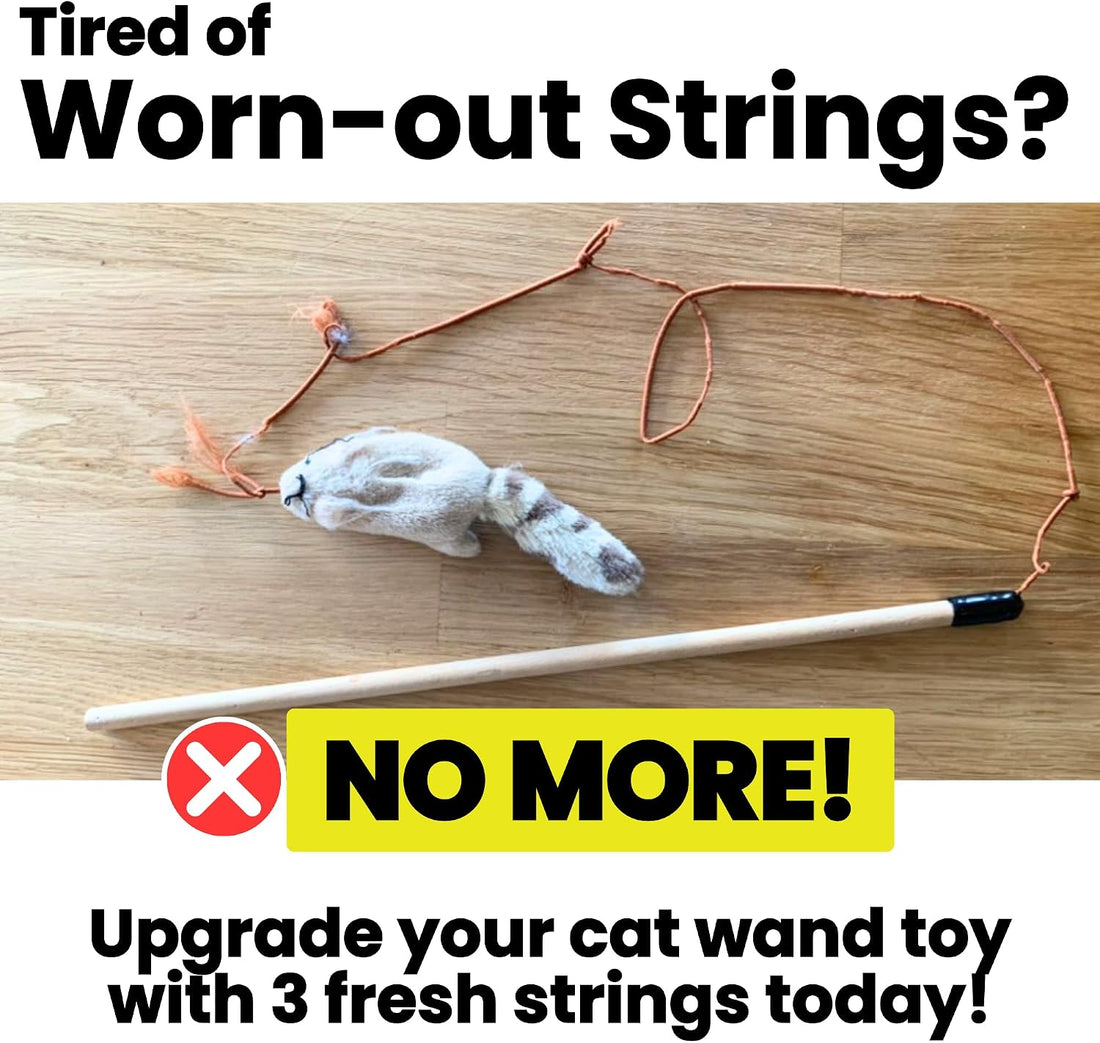 Cat Wand String Replacement 3-Pack, Chew Proof Metal Wire Toy