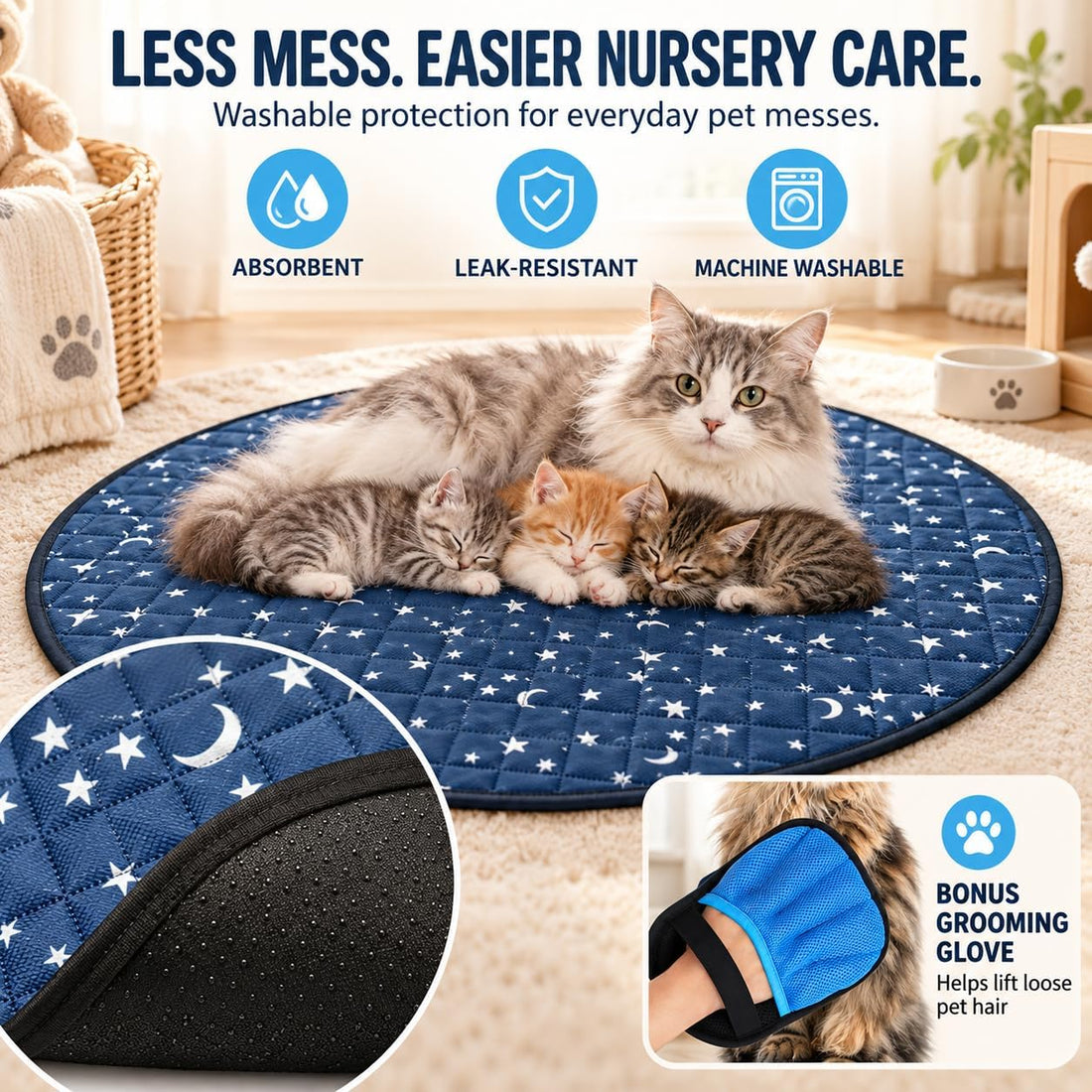 Whelping Box for Cats, Pop-up Playpen for Kittens and Mom