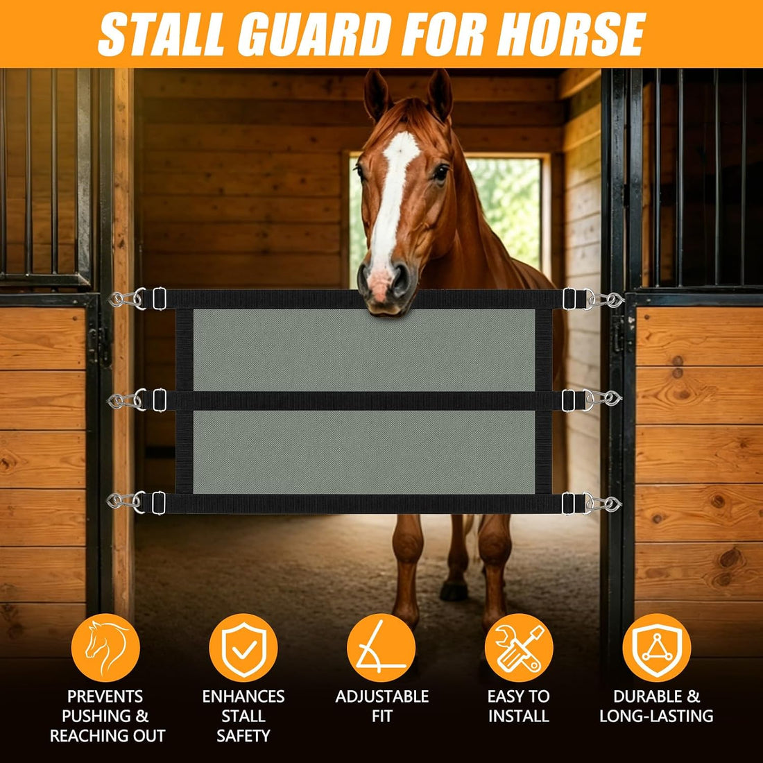 Horse Stall Guard 35.5-47In Aisle Guard Adjustable Horse Stall Gate
