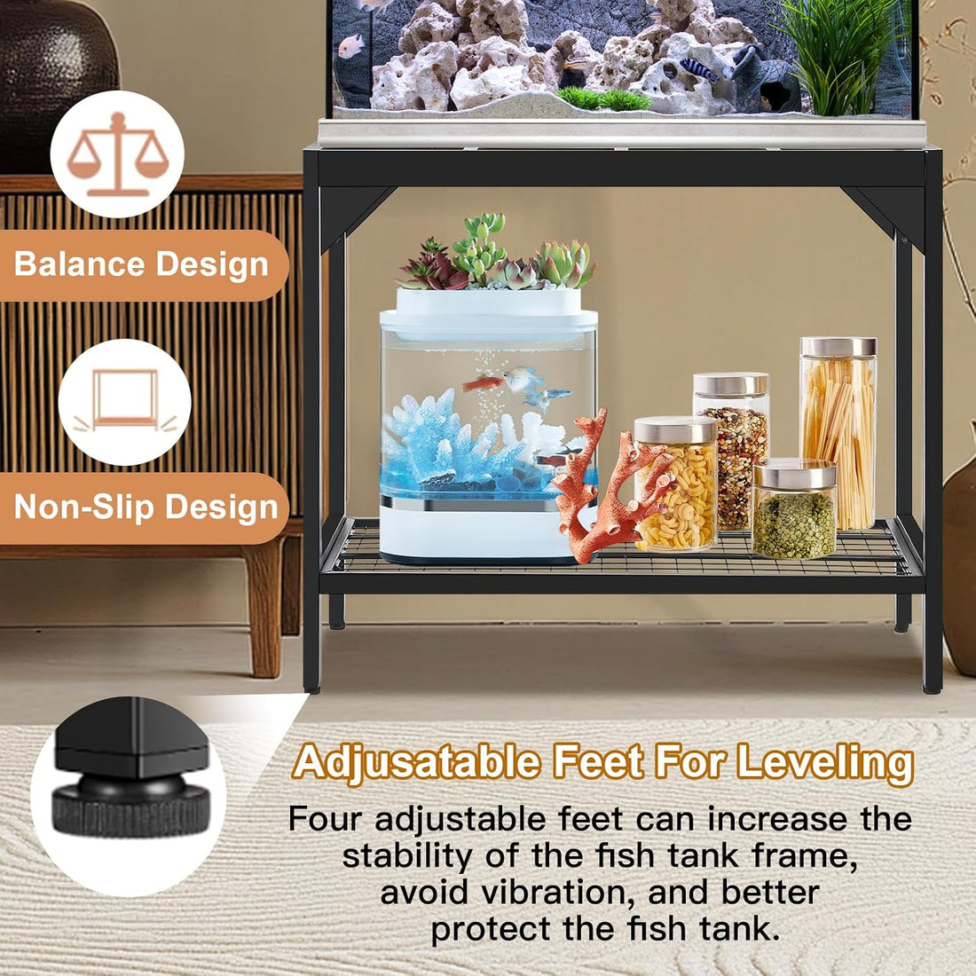 40 Gallon Fish Tank Stand – Aquarium Stand with Power Outlets