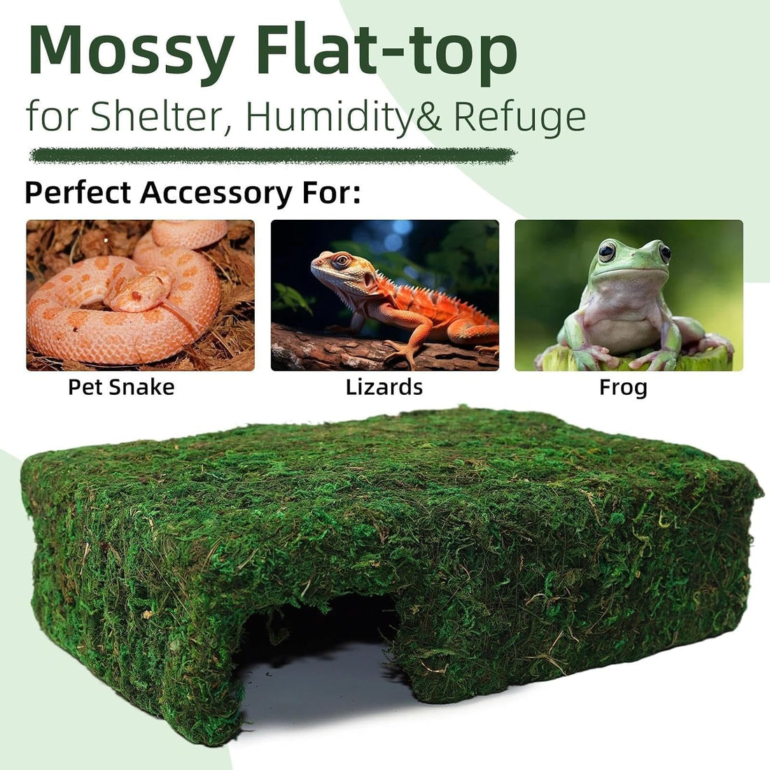 Mossy Cave Hide for Reptiles, Lizard Moss Hideout with Safe Shelter