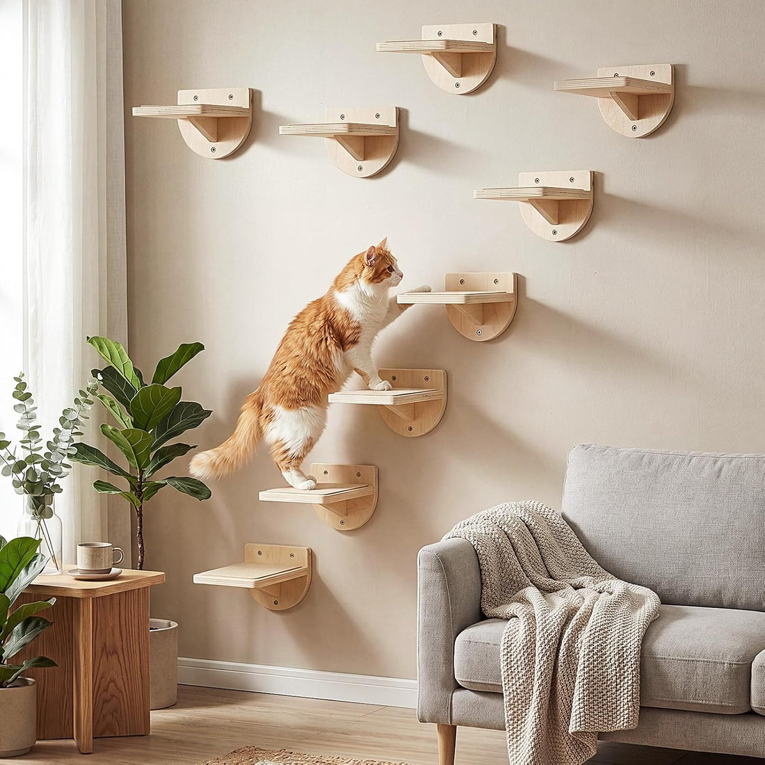 SiliFine Cat Wall Stairs Climbing Steps, Set of