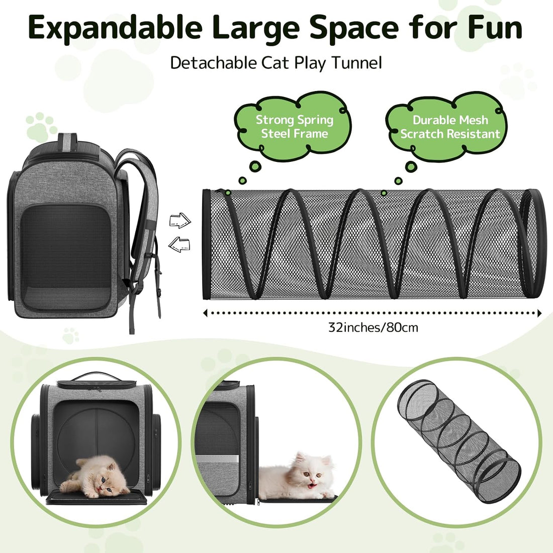 Cat Backpack with Detachable Play Tunnel