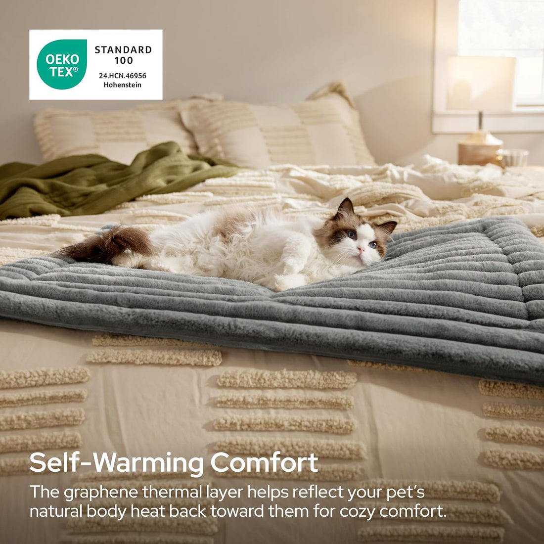 Bedsure ComfyFleece® Self Warming Cat Bed Mat,Small Pet Self Heating