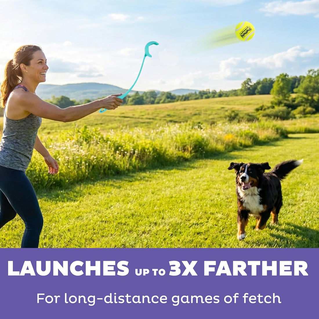 Outward Hound FlyFetch Launch-A-Ball Dog Ball Launcher Toy, 15.5"