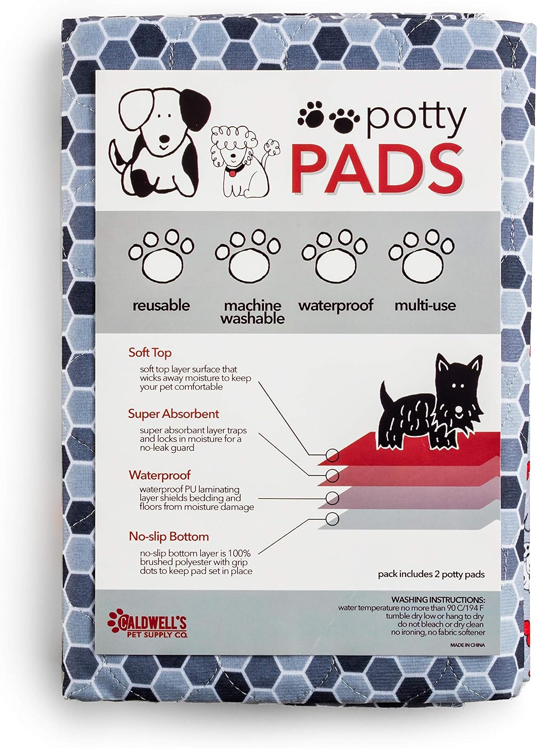 Caldwell's Pet Supply Co. 30x36 Potty Pads, Washable Pee Pads for Dogs