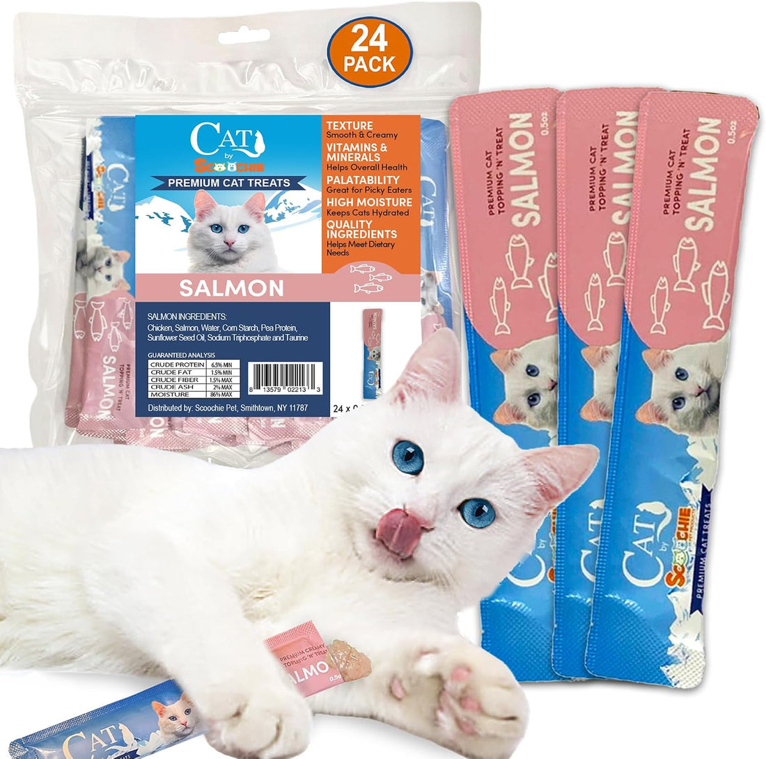 Scoochie Pet Cat Lick Treats, Chicken Salmon & Beef, 0.5oz, 12 Pack