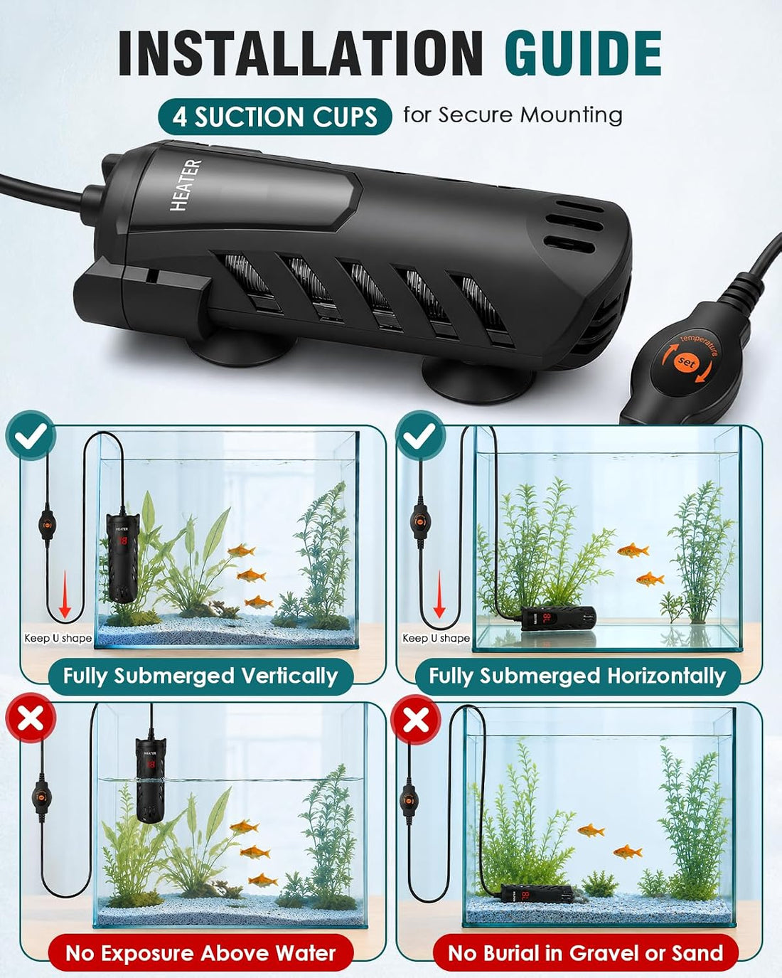 300W Aquarium Heater, Fish Tank Heater