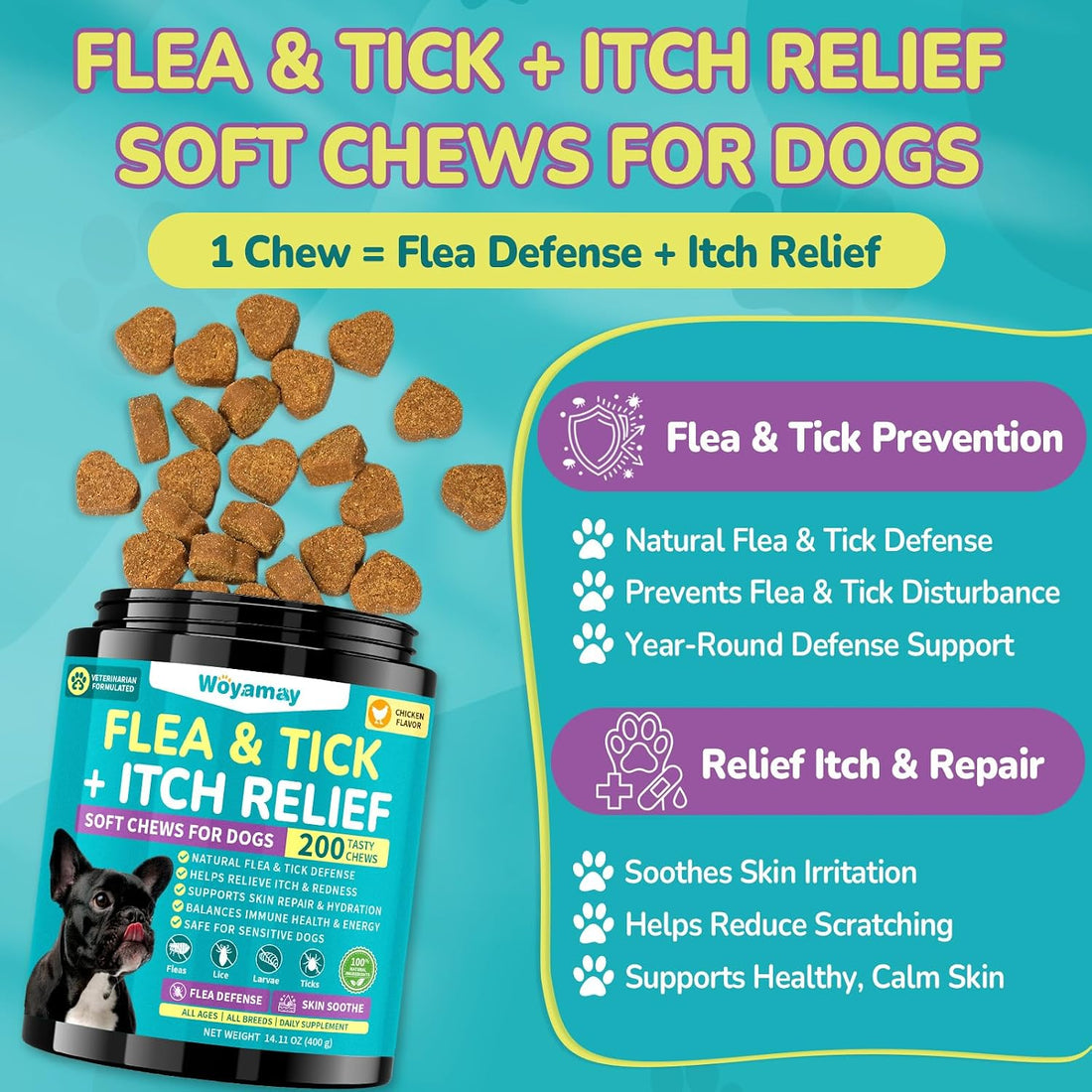 Woyamay Flea and Tick Prevention for Dogs