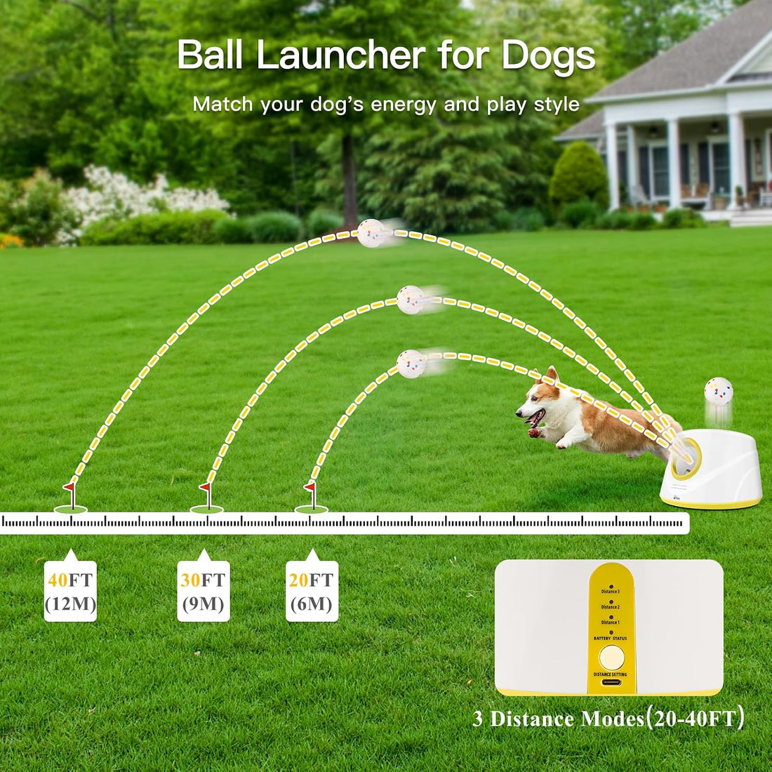 HETOO Automatic Dog Ball Launcher, Dog Ball Thrower
